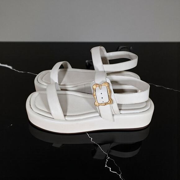 Schutz Wavy Platform Sandals in Pearl - Picture 2 of 10